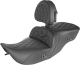 SADDLEMEN Roadsofa™ Seat - with Backrest - Full Lattice Stitch - Heated - '99-'07 FLH 897-06-182BRHC