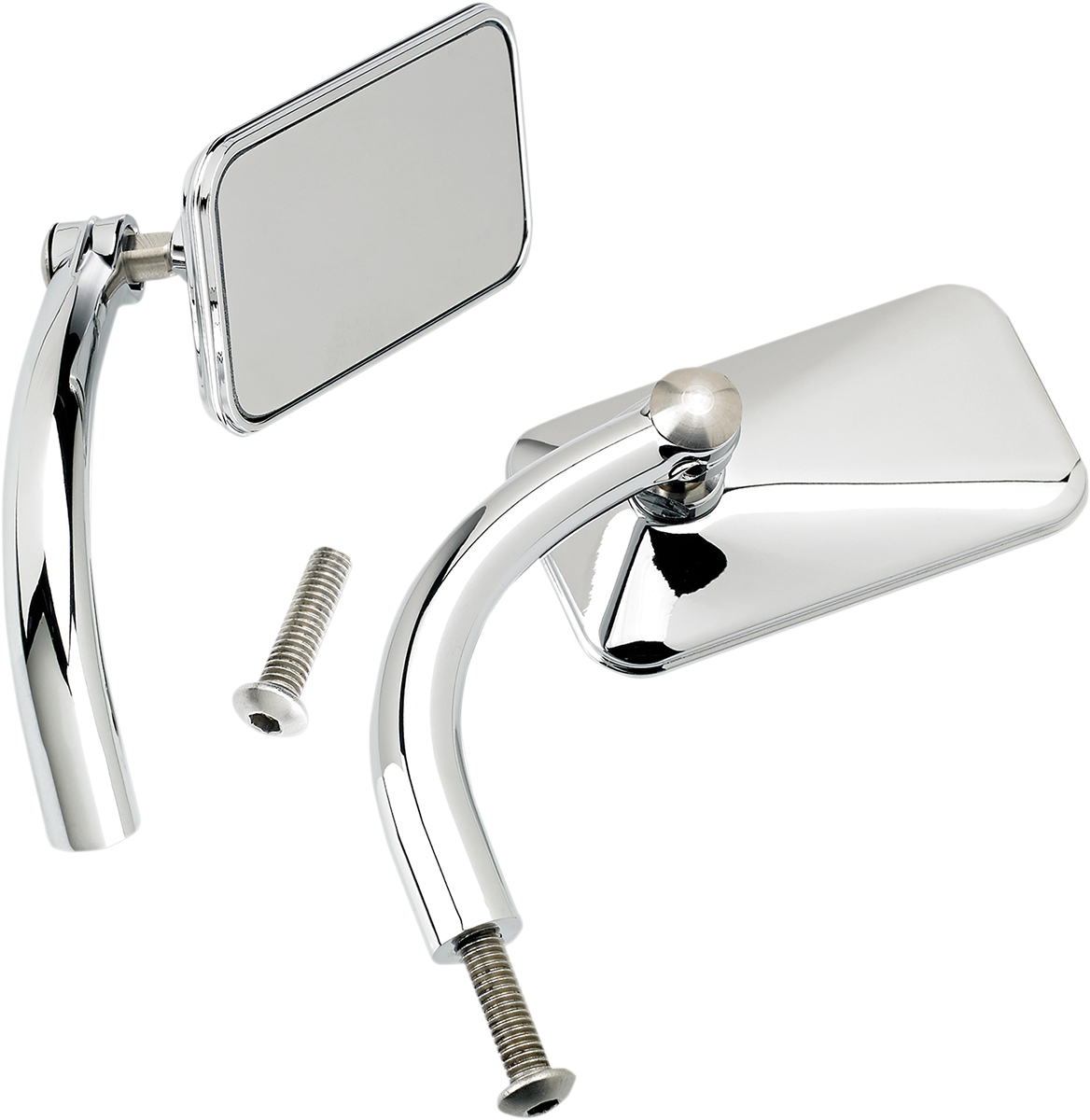 BILTWELL Mirrors - Utility - Side View - Rectangle - Perch - Chrome - Pair 6502-200-502