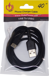 RIDEPOWER USB to USB-C Cable - Charger - Single-End - 40" RPUSBUSBC40