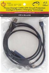 RIDEPOWER Phone Charging Cable - USB to Micro USB - 4' 1248USBMUSB4FT