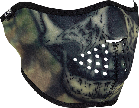 ZAN HEADGEAR Neoprene Half Mask - Woodland Camo Tie Dye Skull WNFM611H