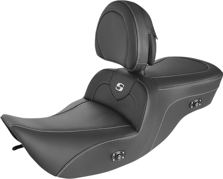 SADDLEMEN Heated Roadsofa™ Seat - Carbon Fiber - w/ Backrest 897-06-185BRHC
