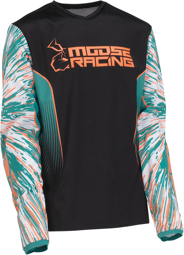 MOOSE RACING Youth Agroid Jersey - Teal/Orange/Black - Medium 2912-2253 - Cycle City Outdoors