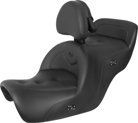 SADDLEMEN RoadSofa* Seat - with Backrest - Pillow Top - Black - Heated - GL1500 '88-'00 H88-07-181BRHCT