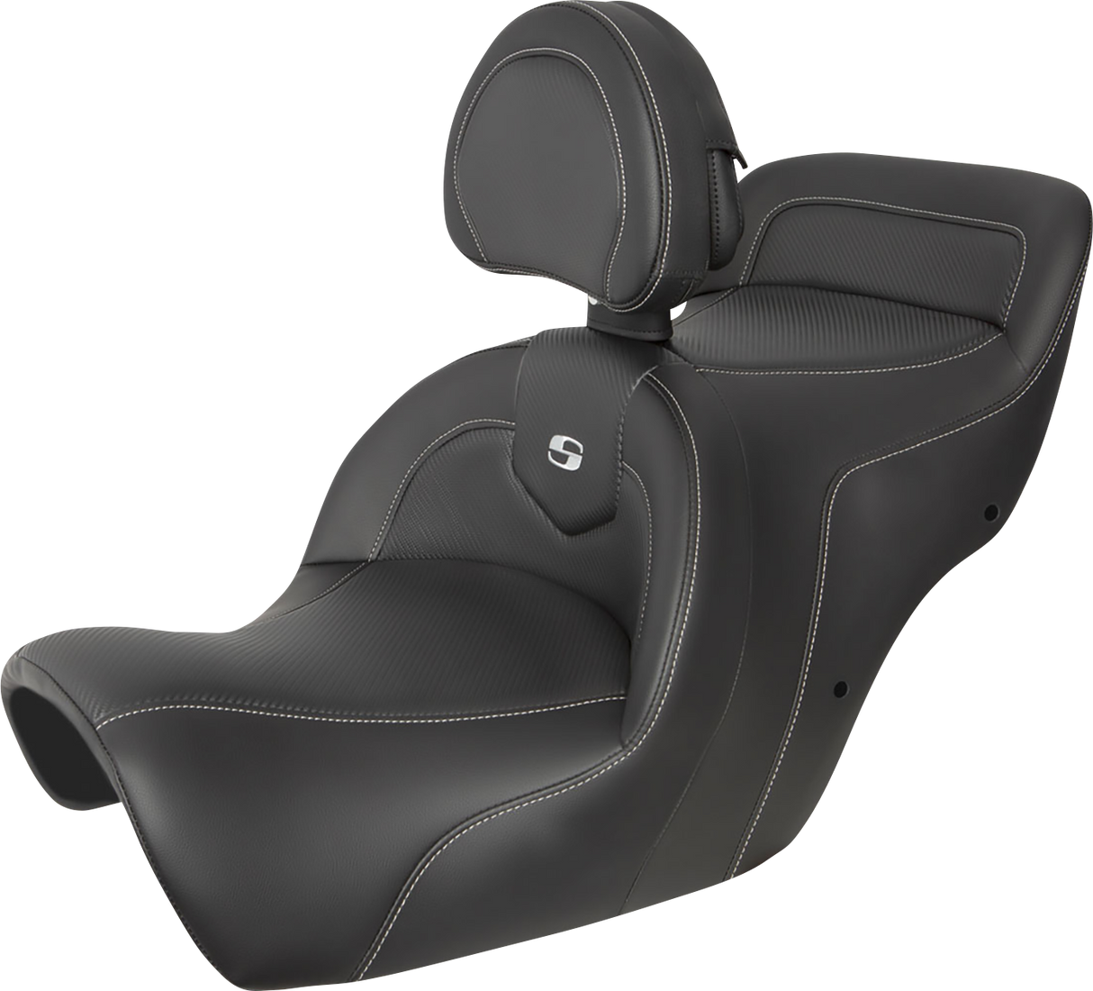 SADDLEMEN Roadsofa* Seat - Carbon Fiber - Includes Backrest - Black H88-07-185BR