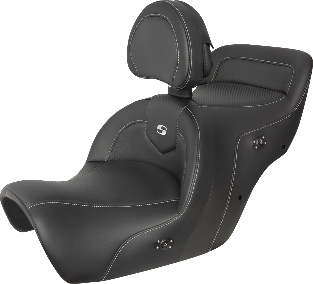 SADDLEMEN Heated Roadsofa* Seat - Carbon Fiber - Includes Backrest - Black H88-07-185BRHCT