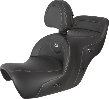 SADDLEMEN Heated Roadsofa* Seat - Carbon Fiber - Includes Backrest - Black H88-07-185BRHCT