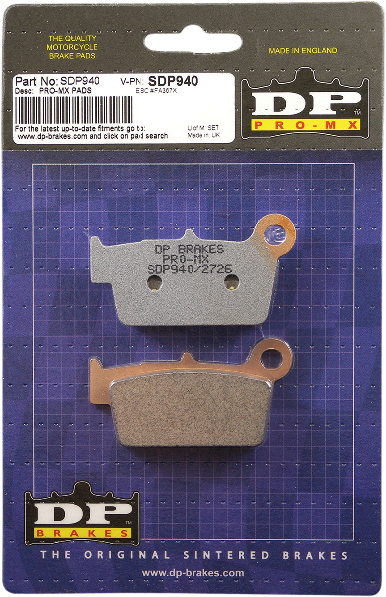 DP BRAKES Pro MX Sintered Brake Pads - SDP940 SDP940 - Cycle City Outdoors
