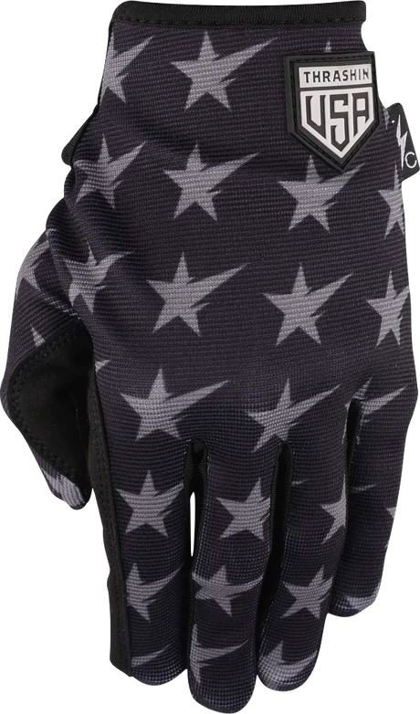 THRASHIN SUPPLY CO. Stars & Bolts Stealth Gloves - Black/Gray - Small SV1-13-08