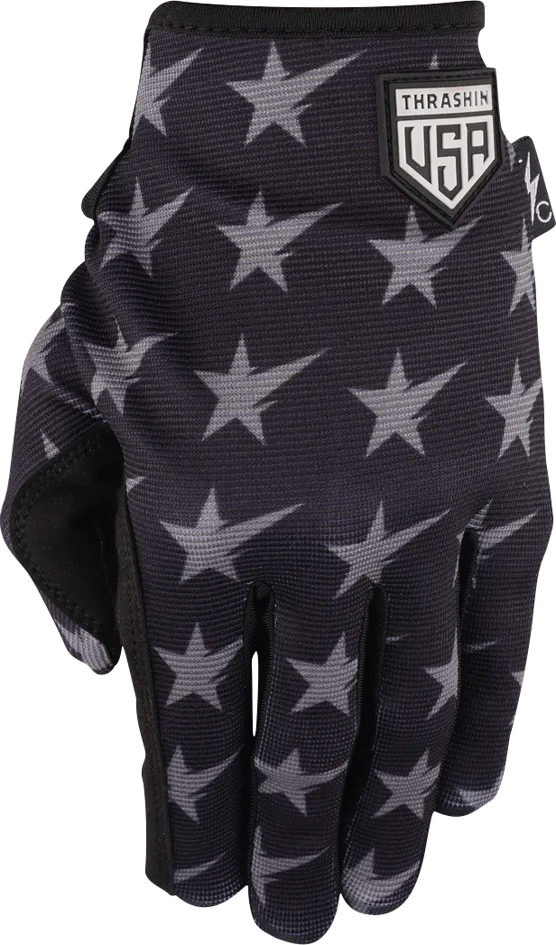 THRASHIN SUPPLY CO. Stars & Bolts Stealth Gloves - Black/Gray - Large SV1-13-10