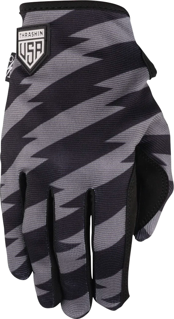 THRASHIN SUPPLY CO. Stars & Bolts Stealth Gloves - Black/Gray - Large SV1-13-10