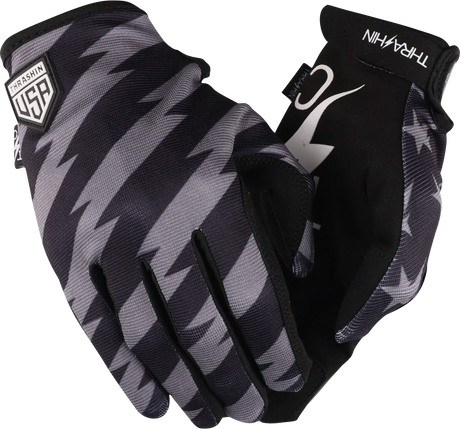 THRASHIN SUPPLY CO. Stars & Bolts Stealth Gloves - Black/Gray - XL SV1-13-11