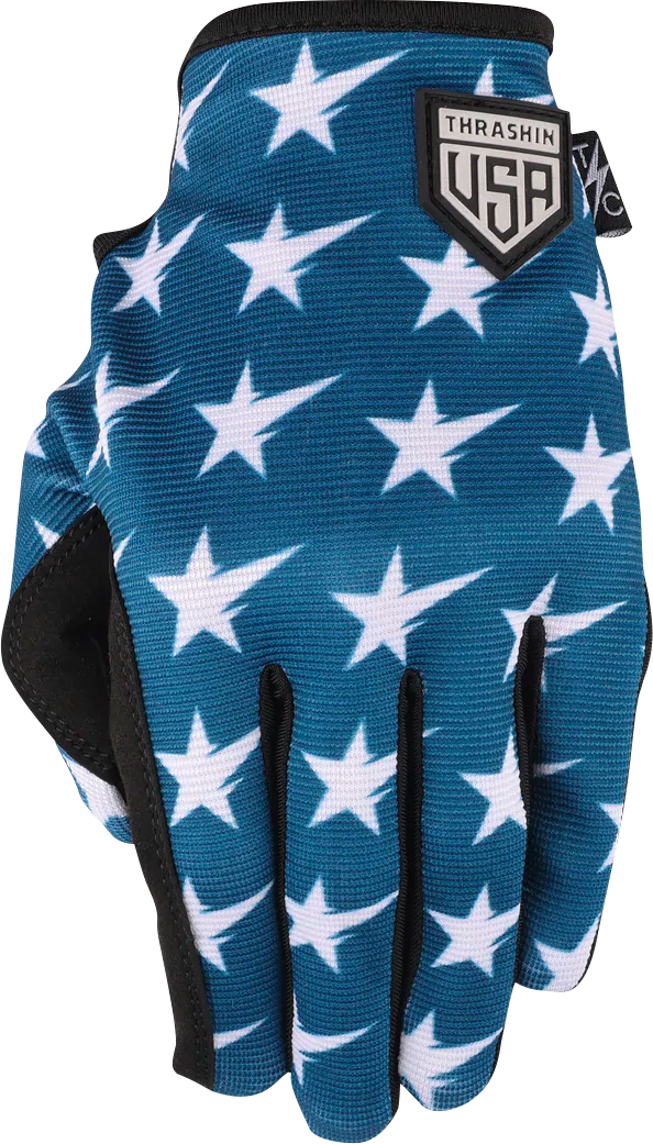 THRASHIN SUPPLY CO. Stars & Bolts Stealth Gloves - Red/Blue - Large SV1-12-10
