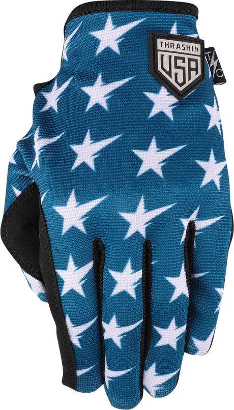 THRASHIN SUPPLY CO. Stars & Bolts Stealth Gloves - Red/Blue - Large SV1-12-10