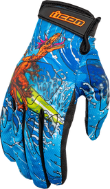 ICON Hooligan™ Dino Fury Gloves - Blue - Medium 3301-4636