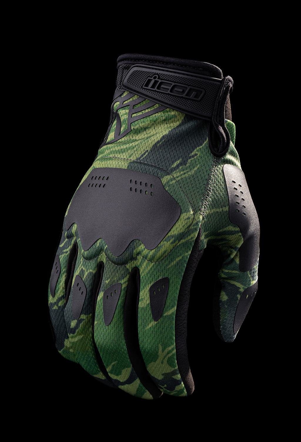ICON Hooligan™ Tiger's Blood Gloves - Green - Small 3301-4623