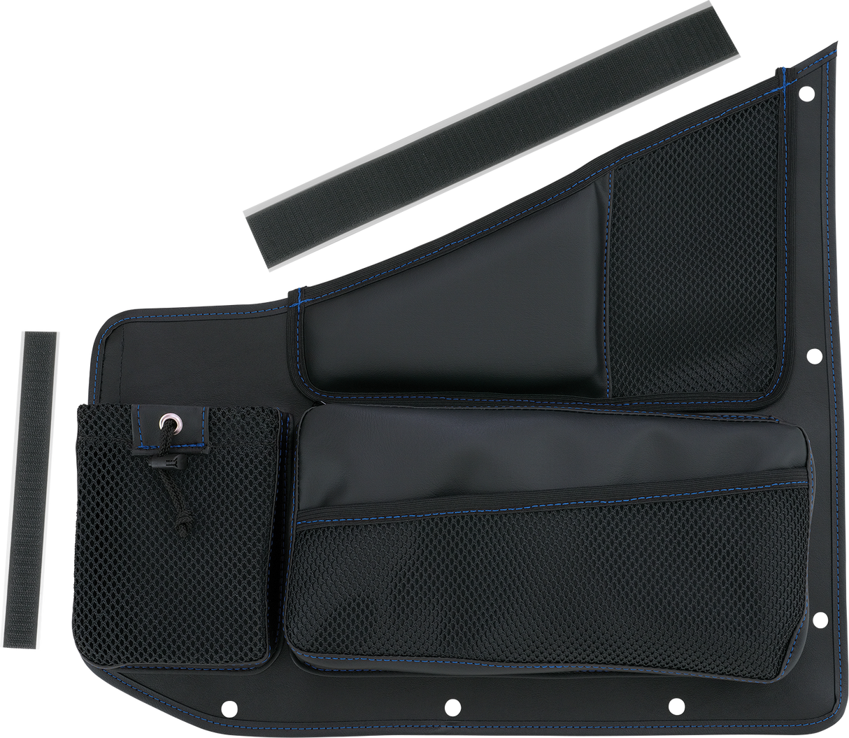 SHOW CHROME Kaliber Organizer - Passenger - Black w/ Blue Stitching H44-7PBLU