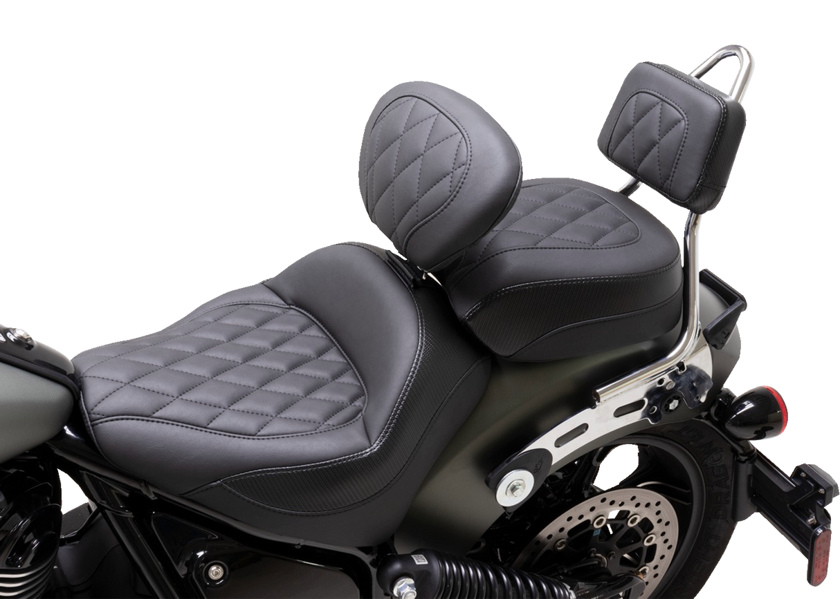 MUSTANG Touring Sissy Bar Pad - Standard - Black - Diamond Stitch - Chief '22-'23 88205