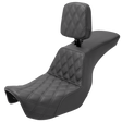 SADDLEMEN Tour Step-Up Seat - Rider Backrest - Front Lattice Stitch - Dyna '06-'17 806-04-192BR