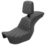 SADDLEMEN Tour Step-Up Seat - Rider Backrest - Front Lattice Stitch - Dyna '06-'17 806-04-192BR