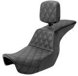 SADDLEMEN Tour Step-Up Seat - Rider Backrest - Full Lattice Stitch - Dyna '06-'17 806-04-195BR