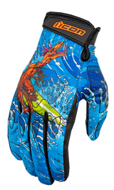 ICON Hooligan™ Dino Fury Gloves - Blue - Small 3301-4635