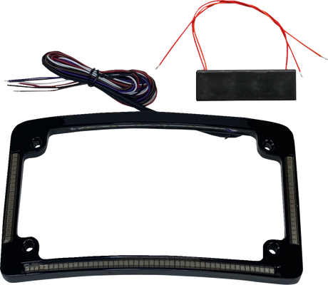 Custom Dynamics License Plate Frame - Red/White LED - Gloss Black TF08-B - Cycle City Outdoors