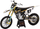 New Ray Toys Rockstar Husqvarna Team Bike - Malcolm Stewart - 1:12 Scale - BlackWhite/Gold 58403