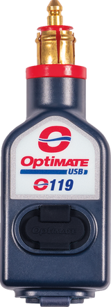 TECMATE Dual USB Charger - Optimate - 180° BIKE Plug/12V - In-Line O-119