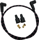 DRAG SPECIALTIES Plug Wires - Braided - Black/Pink 40170