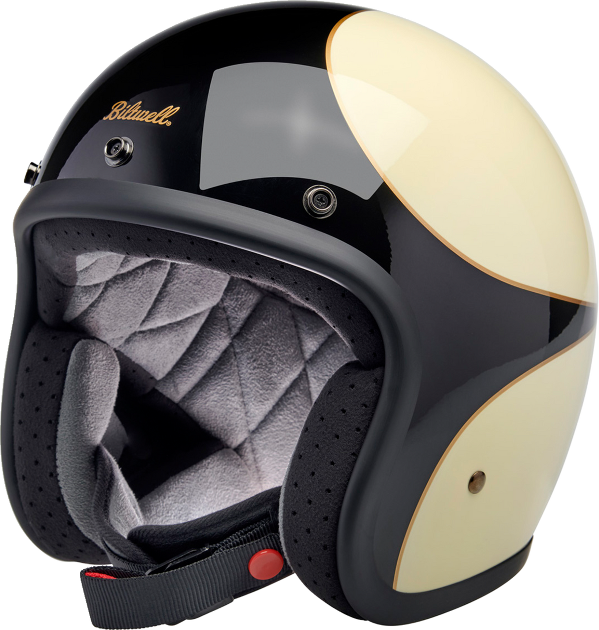 BILTWELL Bonanza Helmet - Gloss Vintage White/Black Scallop - Small 1001-559-202
