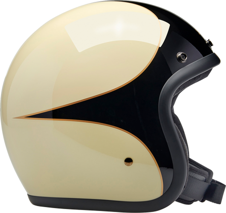 BILTWELL Bonanza Helmet - Gloss Vintage White/Black Scallop - Small 1001-559-202