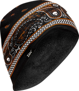ZAN HEADGEAR SportFlex? Helmet Liner - High Pile Fleece Lined - Classic Bandanna - Black/Orange WHLH197