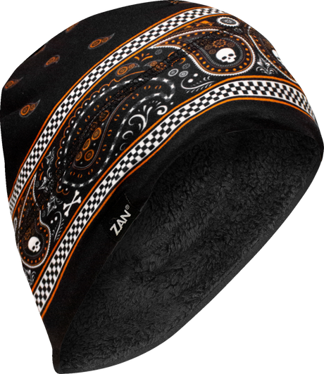 ZAN HEADGEAR SportFlex? Helmet Liner - High Pile Fleece Lined - Classic Bandanna - Black/Orange WHLH197