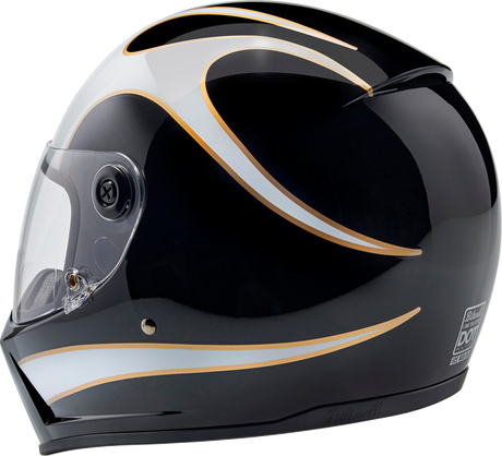 BILTWELL Lane Splitter Helmet - Gloss Black/White Flames - 2XL 1004-570-506