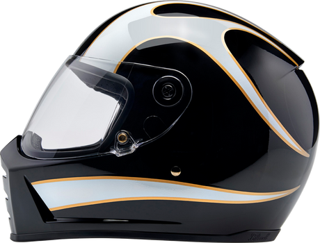 BILTWELL Lane Splitter Helmet - Gloss Black/White Flames - XS 1004-570-501