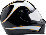 BILTWELL Lane Splitter Helmet - Gloss Black/White Flames - XS 1004-570-501