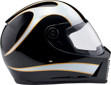 BILTWELL Lane Splitter Helmet - Gloss Black/White Flames - XS 1004-570-501
