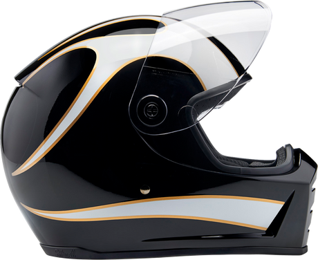 BILTWELL Lane Splitter Helmet - Gloss Black/White Flames - 2XL 1004-570-506