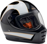 BILTWELL Lane Splitter Helmet - Gloss Black/White Flames - XL 1004-570-505