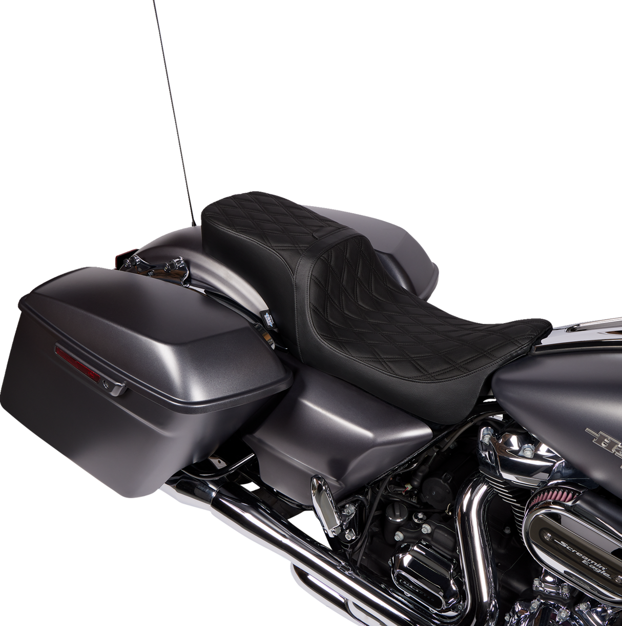 DRAG SPECIALTIES Predator 2-Up Seat - Vinyl - Double Diamond - w/o Backrest - FLH/FLTR '08-'23 0801-1500 - Cycle City Outdoors