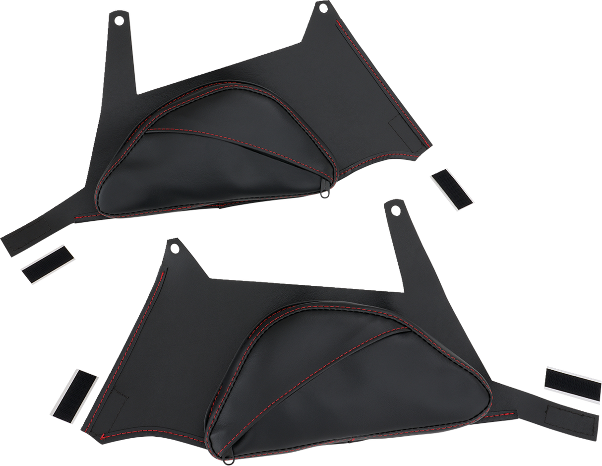 SHOW CHROME Dual Side Tank Pouch - Ballistic w/ Red Stitch - Ryker H40-401CRED