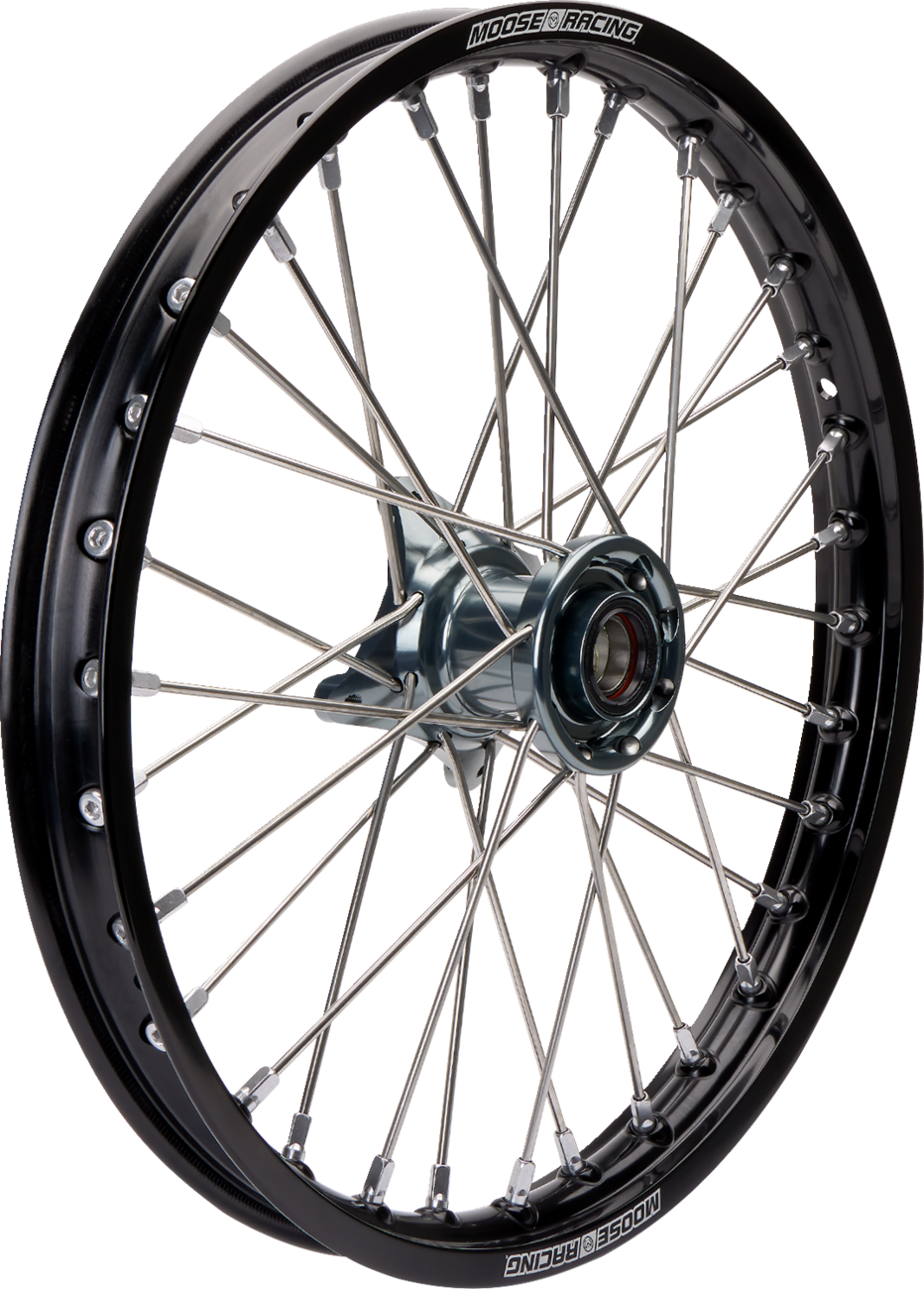 MOOSE RACING Wheel Assembly - SX-1 - Complete - Front - Black Wheel/Gray Hub - 21x1.6 - Gas Gas MF-16021-BKGY - Cycle City Outdoors