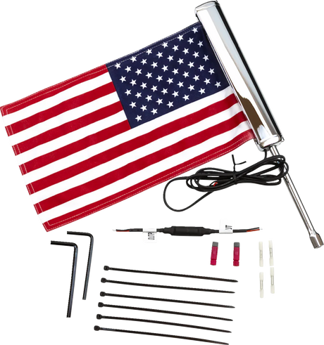 Ciro LED Lighted Flagpole - U.S. Flag - Black 70610 - Cycle City Outdoors
