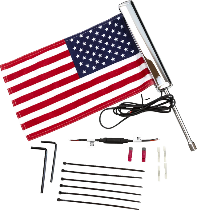 Ciro LED Lighted Flagpole - U.S. Flag - Black 70610 - Cycle City Outdoors