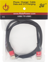 RIDEPOWER Male USB-C to Male USB-C Cable - Phone - Fast/Charger - 24" - Black/Red RPUSBCUSBC24