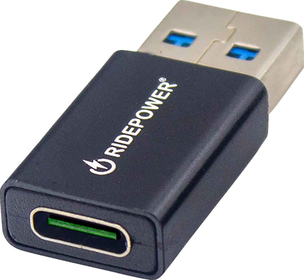 RIDEPOWER Male USB to Female USB-C Adapter - Power - Compact - Black RPUSBUSBCADPT