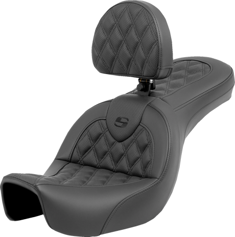 SADDLEMEN Roadsofa* Seat - Lattice Stitch - with Backrest - FXD '06-'17 806-04-182BR