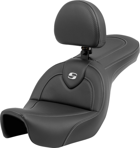 SADDLEMEN Roadsofa* Carbon Fiber Seat - Carbon Fiber - with Backrest - FXD '06-'17 806-04-185BR