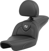 SADDLEMEN Roadsofa* Carbon Fiber Seat - Carbon Fiber - with Backrest - FXD '96-'03 896-04-185BR